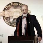 Actor James Cromwell from the film speaks at the first annual Golden Collar Awards in Los Angeles. The Golden Collar awards recognise the work of dogs in film and television (he was accepting it for the dog in The Artist). (Matt Sayles/AP/Press Association Images)<span class=