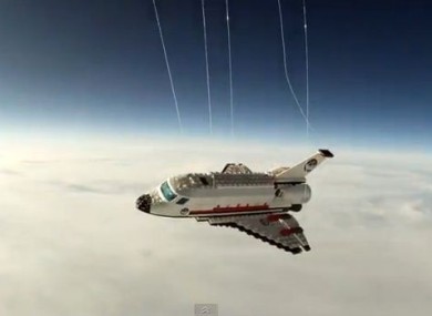 A screenshot of the Lego shuttle which was sent into space by an 18-year-old earlier this week