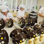 Chocolatiers work on the hand-crafted chocolate Easter eggs and rabbits at Betty's in Harrogate. How did your eggs measure up these?
(John Giles/PA Wire)