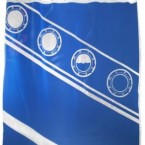 The design on this shower curtain purports to display the view from the Titanic's portholes as the ship went down; available on Amazon.