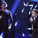 Richie Hayes with Brian Kennedy during the Voice of Ireland Final in The Helix