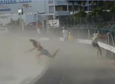Woman gets knocked over by power of jet