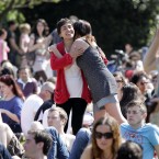 People enjoying the band 'Fibbs' at the Dublin City Soul Fesitval in Merrion Square Park, Dublin. Image: Mark Stedman/Photocall Ireland