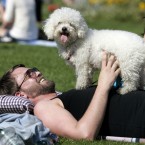 Shane Cox and 'Charlie' enjoy the Dublin City Soul Fesitval today in Merrion Square Park, Dublin. Image: Mark Stedman/Photocall Ireland.