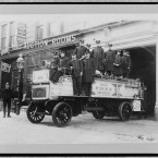 Firemen pose with their engine. Image taken between 1908 and 1916. (Library of Congress, Prints & Photographs Division)