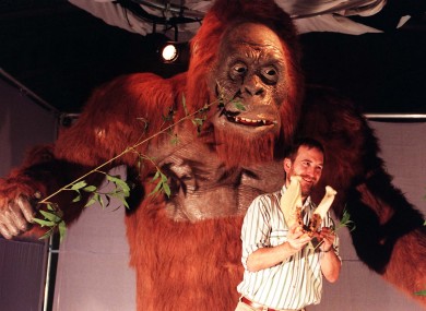 A Natural History Museum London researcher with a model showing what the mythical Yeti could have looked like