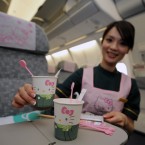 The cute aircraft is an innovative collaboration of Eva Airlines, Taiwan's second-largest carrier, and Sanrio, Japan's comic company that owns the Hello Kitty brand. (Photo by ChinaFotoPress/PA)
