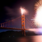 Fireworks burst over the Golden Gate Bridge as part of the span's 75th anniversary celebration last Sunday. (AP Photo/Noah Berger)