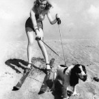 Marilyn Monroe at the beach with her dog Ruffles in 1947. (AP Photo/Press Association Images)