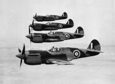 Kitthawks flying in formation in 1942.