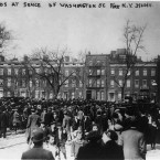 Crowds gather at the Triangle Waist Company fire on Washington Street in 1911. (Library of Congress, Prints & Photographs Division)