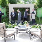 Judges (from left) Paul Maher, Andrew Wilson, Feargus McGarvey, Mark Gregory and Show Manager Gary Graham pictured in the garden 'Table for 4' designed by Gary Hanaphy. (Photo: Laura Hutton/Photocall Ireland)