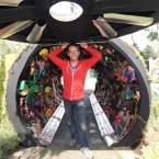 Designer David Shorthall pictured in his creation 'Changing Perceptions'. (Photo: Laura Hutton/Photocall Ireland)