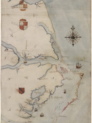 Map being used to determine what happened to the Roanoke settlement 
