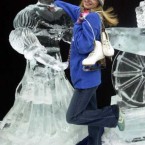 Rose of Tralee 2003 Orla Tobin with a life-size ice sculpture of Molly Malone (LEON FARRELL/PHOTOCALL IRELAND)