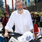 Sinn Féin's Gerry Adams takes to two wheels. (Conor McCabe Photography)