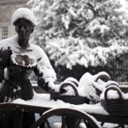 The Molly Malone statue in Dublin during heavy snowfall in the City centre in 2010. (Laura Hutton/Photocall Ireland)
