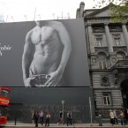 The, er, eye-catching Abercrombie & Fitch poster on a building in College Green, Dublin, where the compnay plans to open a shop over three-storeys. (Sam Boal/Photocall Ireland)