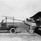 1926: A modified Model T Ford with Huck starter attached to a Vought VE-7 plane at Langley in October 1926. (NASA Archives)