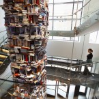 Get everyone to bring over the books they no longer need. Pile them on top of each other. Ta-daa: A literary tower. (Alternatively, you could do something good with it, and donate them all to charity). Pic: AP Photo/Jacquelyn Martin.