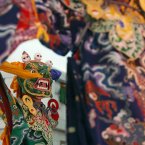 Sherab Ling monks from Tibet (this is one dressed as a skeleton for Tibetan New Year celebrations this year in New Delhi, India) recorded their chants and won Best Traditional World Music Album. (AP Photo/Tsering Topgyal)