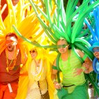 Revellers with balloons create a human rainbow during San Francisco's 42nd annual Gay Pride Parade on Sunday. (AP Photo/Noah Berger)