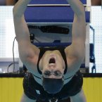Missy Franklin starts in the women's 100-metre backstroke preliminaries at the US Olympic swimming trials in Omaha, Nebraska. (AP Photo/David J. Phillip)