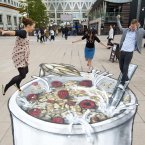 This PR whizz in London for Jordan's granola caused a stir through 3D artwork which made it look like you could jump into the giant illustration of a bowl of cereal. (Matt Crossick/PA Wire)