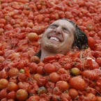 Or a pillow fight... or a potato fight... This is a scene from the annual tomato fight in Sutamarchan in Colombia. Pic: AP Photo/Fernando Vergara.