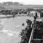 Soldiers of the 2nd Canadian Flotilla establish a beachhead code-named Juno Beach near Bernieres-sur-mer on the northern coast of France during the Allied invasion of the Normandy. (AP Photo)