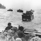 Canadian troops in landing crafts approach a stretch of coastline code-named Juno Beach near Bernieres-sur-mer. (AP Photo)