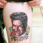 Fan of Saved by the Bell when you were younger? Why not get a Zack Morris tattoo on your leg? Wonder if he has Slater on his other leg. 
