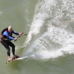 Richard Branson, 61, kitesurfing the English Channel from Kent to northern France. (Stefan Rousseau/PA Wire)