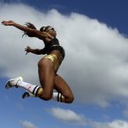 Brianna Glenn competing in the woman's long jump at the US Olympic Track and Field trials. (AP Photo/Charlie Riedel)