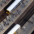 A view of trains and passengers at London Bridge station in London from the 69th floor of The Shard. (Lewis Whyld/PA Wire)