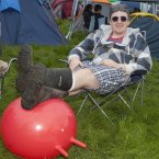 Simon Downey gets comfortable at the Stradbally-based music event. (Photo: Tony Kinlan)