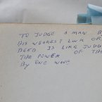 One of the handwritten messages in a sixteen hundred page bible that used to belong to Elvis Presley, at Omega Auctions in Stockport. (David Thompson/PA Images)