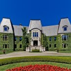 The facade of the French chateau-inspired property on Île Gagnon, Montreal. (Estate agent: sothebysrealty.ca)