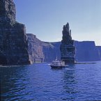 The view from a boat at the foot of a sea stack at the Cliffs of Moher. Image: Roger Kinkead/Tourism Ireland.