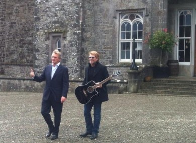 Jon Bon Jovi with Lord Henry Mountcharles at Slane Castle this morning 