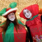 Roisin Leneghan and Niamh Walls from Skerries dress for the festive occasion. Photo Mark Stedman/Photocall Ireland
