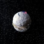Mushrooms, pear, cream cheese, coconut dust... and sesame seeds for the surrounding galaxy.