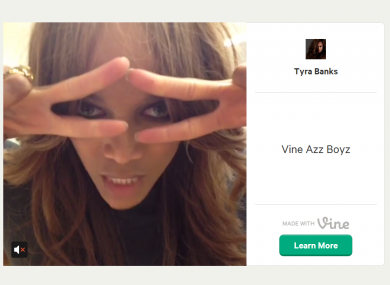 Tyra. Smizing AND Vining. Such talent. 
