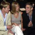 BRAD PITT AND GEORGE CLOONEY:  This is a solid gold bromance, and it's been going on for years.  Since Jennifer Aniston was around.  AP Photo/Luca Bruno