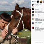Sharing a tender moment with a horse.