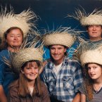 No one looks good in these hats, let alone a family of five.