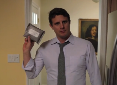 Michael Dublin, holding a package of 'buttwipes'.