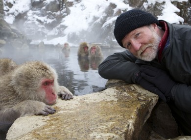 George McGavin communes with a monkey in the bath.