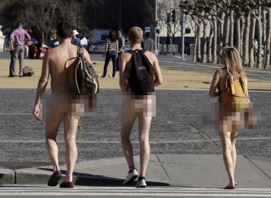File photo of people wandering about without any clothes on.