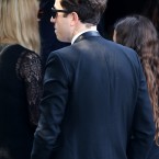Nick Grimshaw arriving at the church<span class=